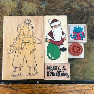 Unused/new rubber stamps Christmas/holiday/winter set of 5